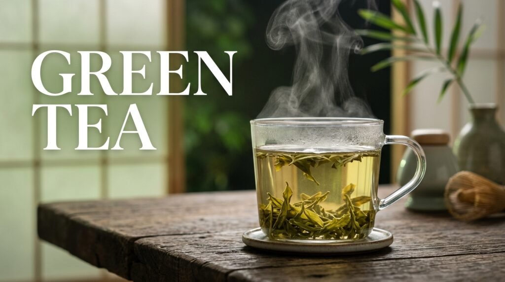 A steaming cup of green 202605012025