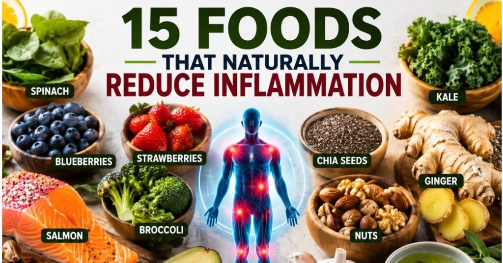 15 Foods That Naturally Reduce Inflammation Meta Description (156 characters): Discover 15 foods that naturally reduce inflammation, backed by science. Learn what to eat, what to avoid, and a simple meal plan to feel better.