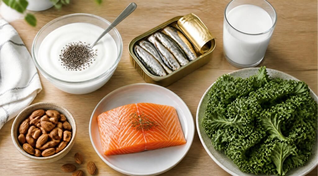 gpt image 2 A styled flat lay of plain yogurt in a glass bowl with chia seeds canned sardine 0
